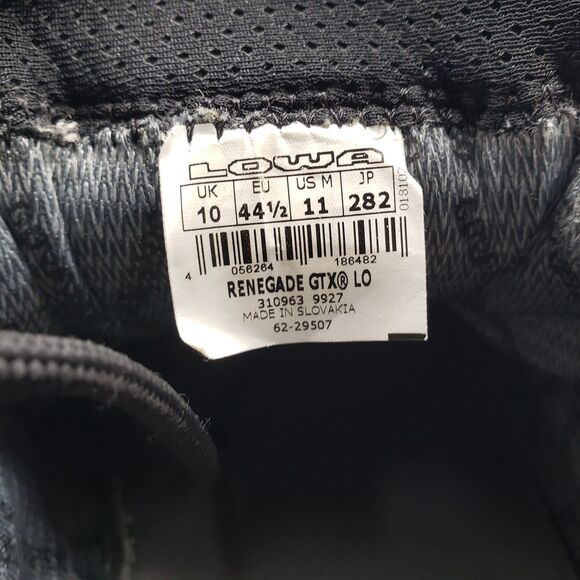 LOWA Renegade II GTX Lo Men’s 10 Hiking Trail Shoes Vibram Soles Black Goretex - Picture 8 of 9